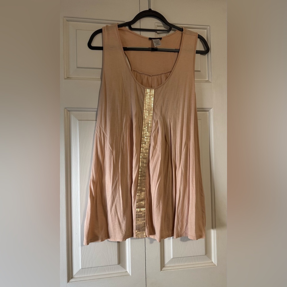 mark. Pink with gold sequins accent Cotton-Modal Blend Top